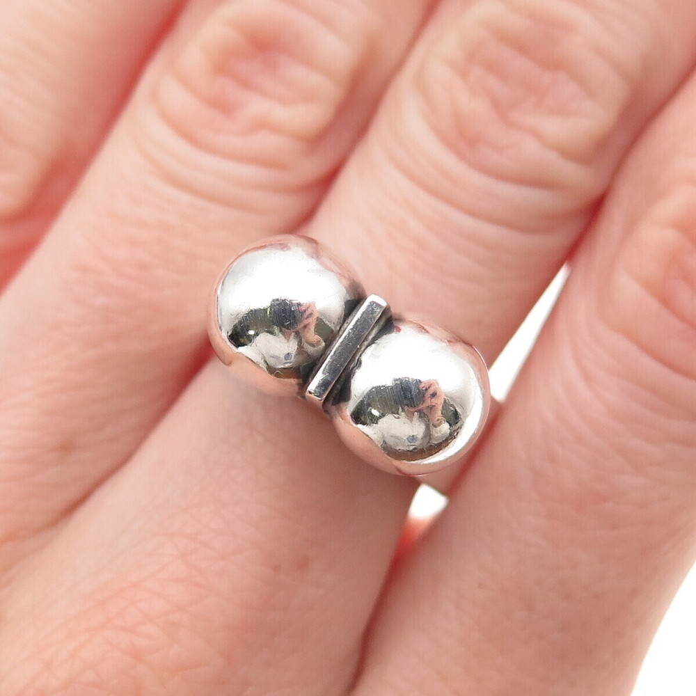 Kupittaan Kulta 925S Sterling Silver Vintage Finland Modernist Ball Ring Size 7